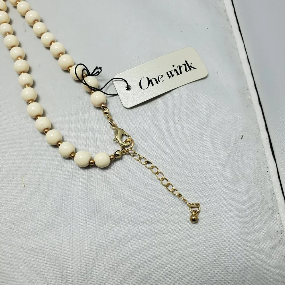 DSW Ivory & topaz beaded necklace with gold tassel - Picture 6 of 11